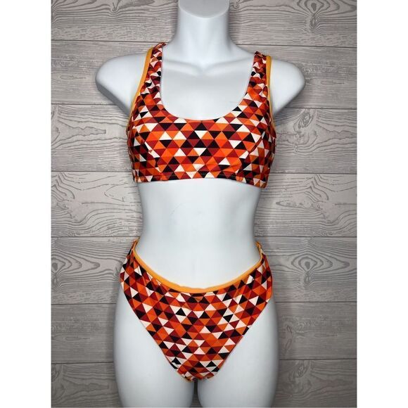 Women's Two Piece Swimsuits Geometric Print Tank Top with Bikini bottoms, size m - Picture 1 of 3